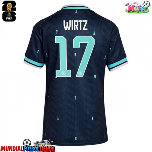 Camiseta Alemania Florian Wirtz #17 Segunda Equipación Replica Mundial 2026 para mujer mangas cortas
